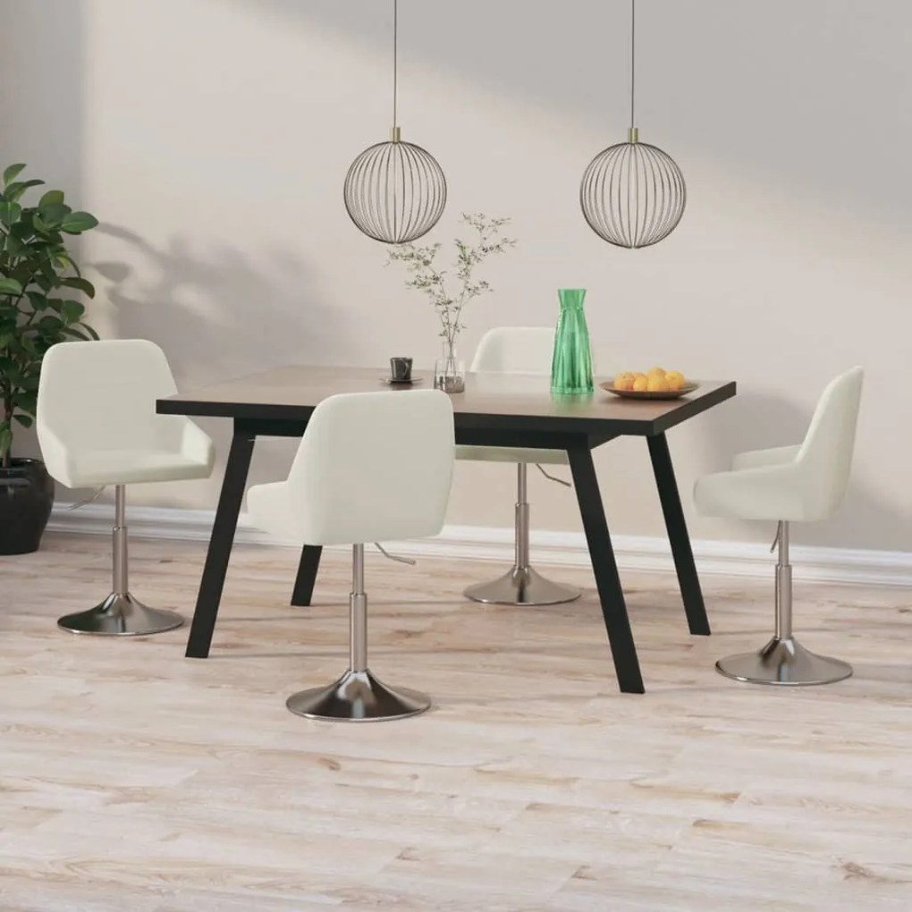 vidaXL Cadeiras de jantar giratórias 4 pcs tecido cor creme