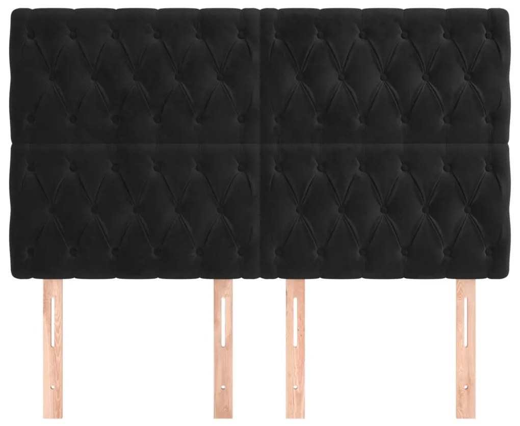 Cabeceira de cama 4 pcs veludo 80x7x78/88 cm preto