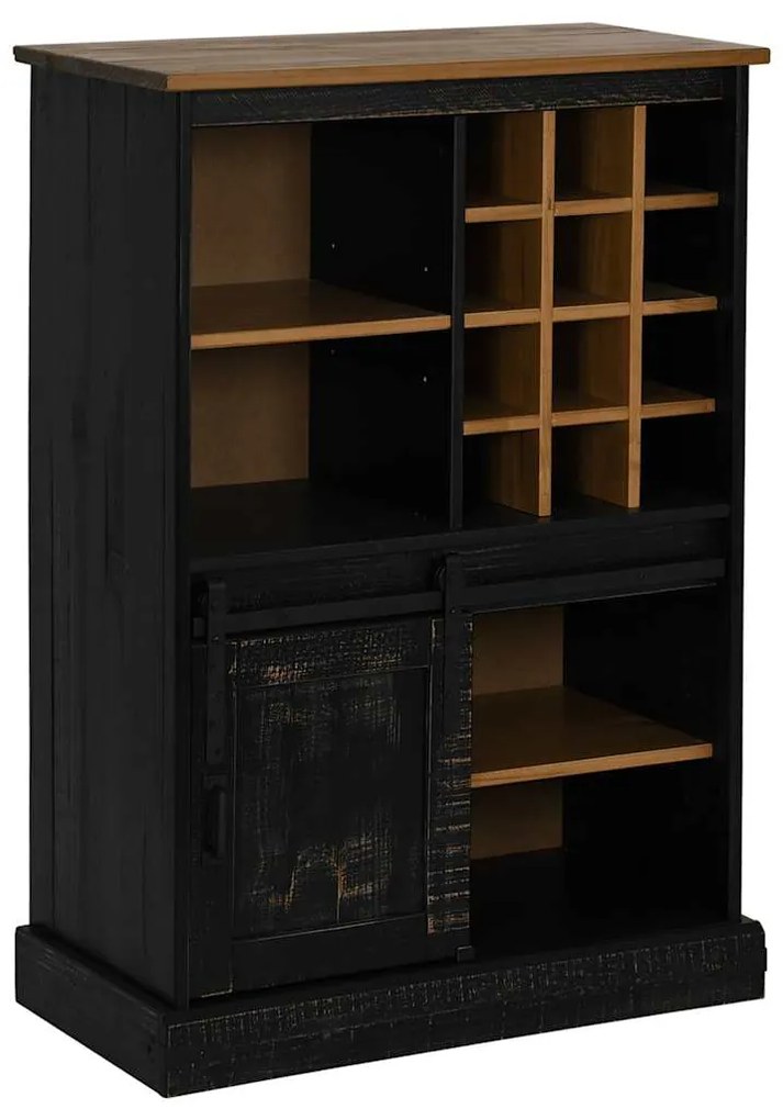 Adega HALDEN com Suporte para Vinhos e Porta Deslizante Pinho
