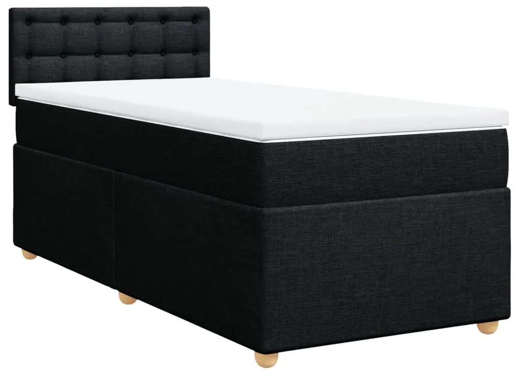 Cama com molas/colchão 90x190 cm tecido preto