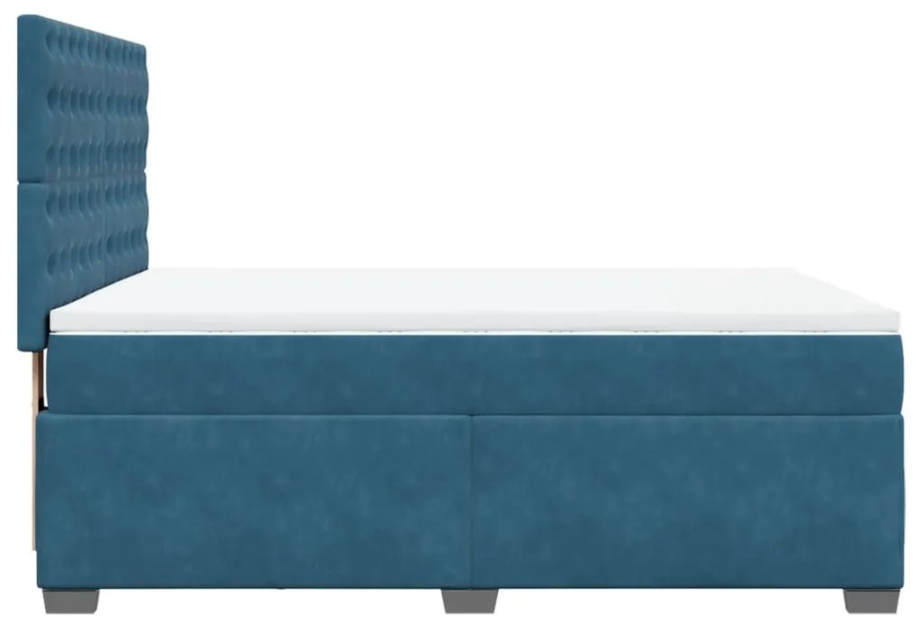 Cama boxspring com colchão 140x190 cm veludo azul