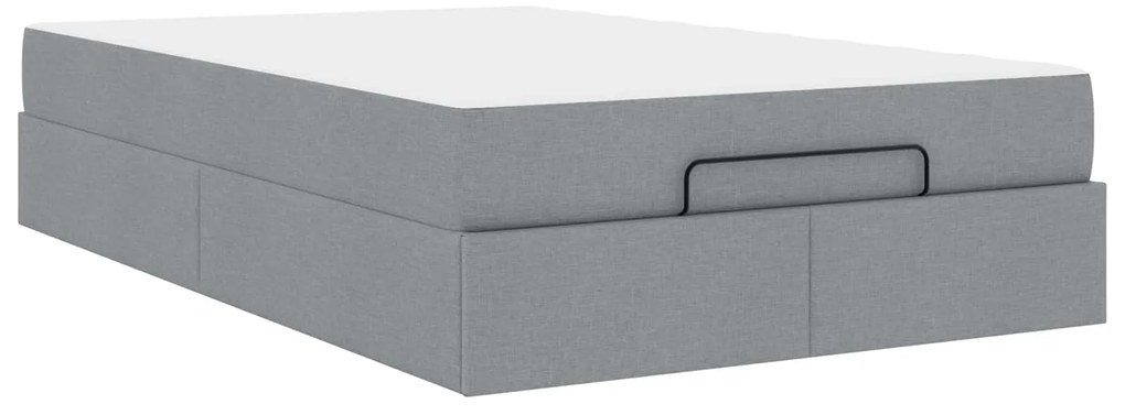 vidaXL Estrutura de cama com colchão 2 pcs Cinzento-claro tecido