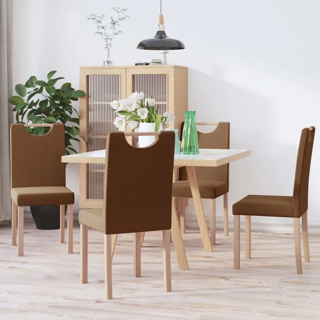 vidaXL Cadeiras de jantar 4 pcs tecido castanho
