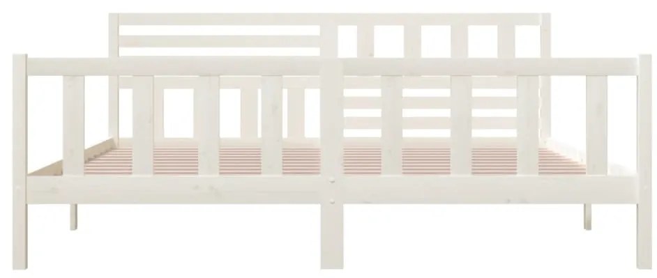 Estrutura de cama 200x200 cm madeira maciça branco