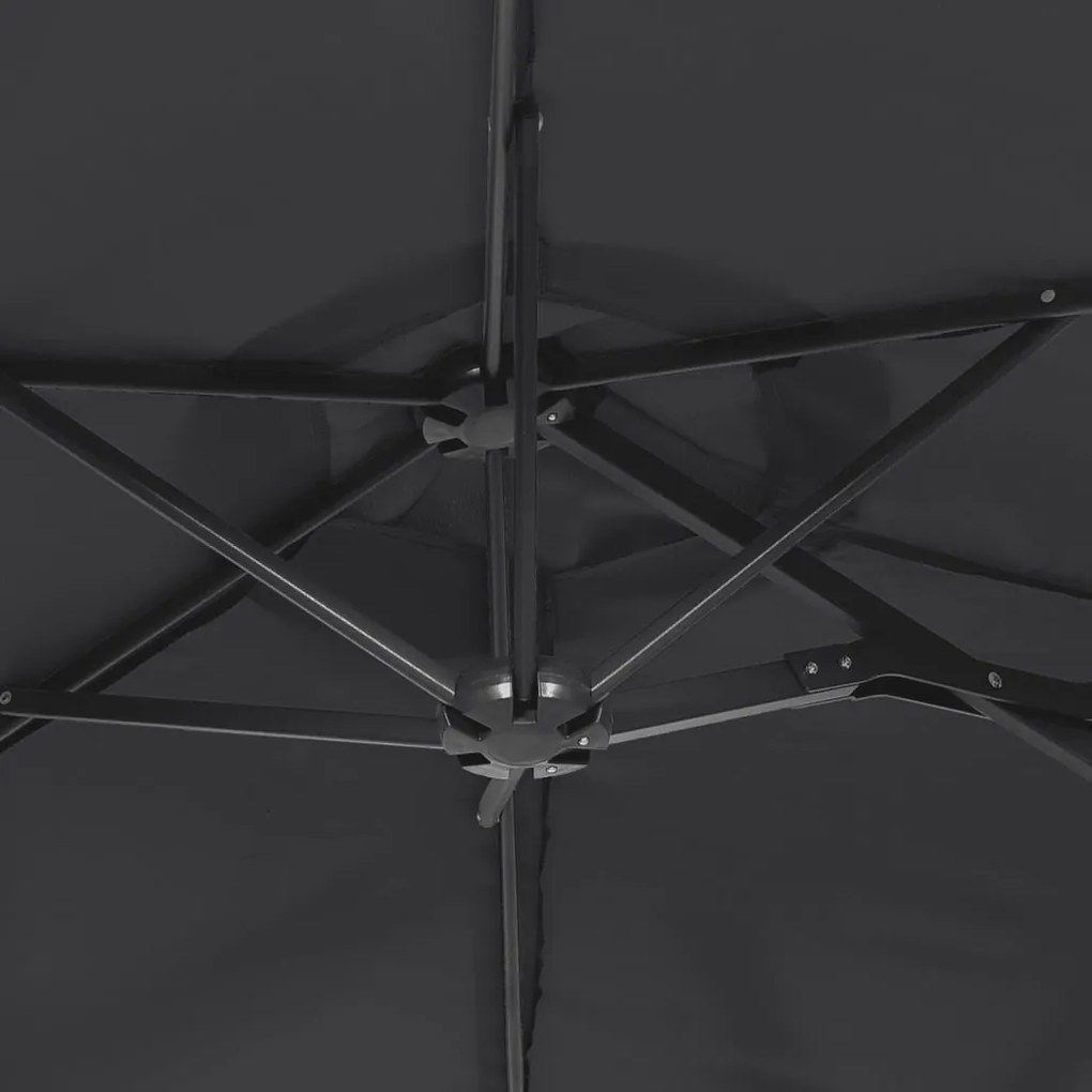 Guarda-sol de jardim com cabeça dupla 316x145 cm preto