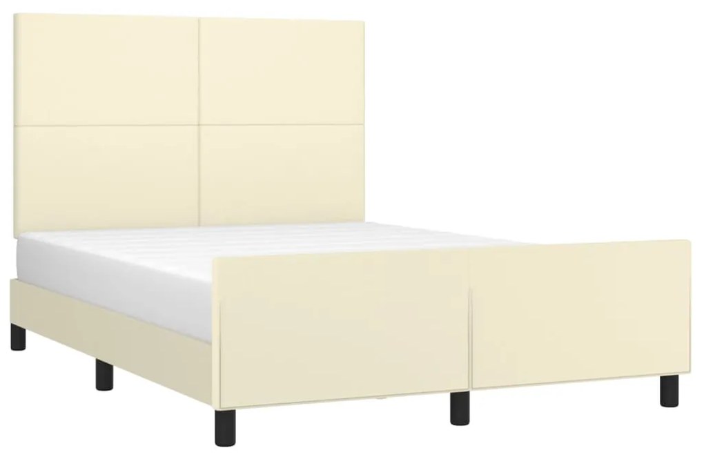 Estrutura de cama c/ cabeceira couro artificial 140x200cm creme