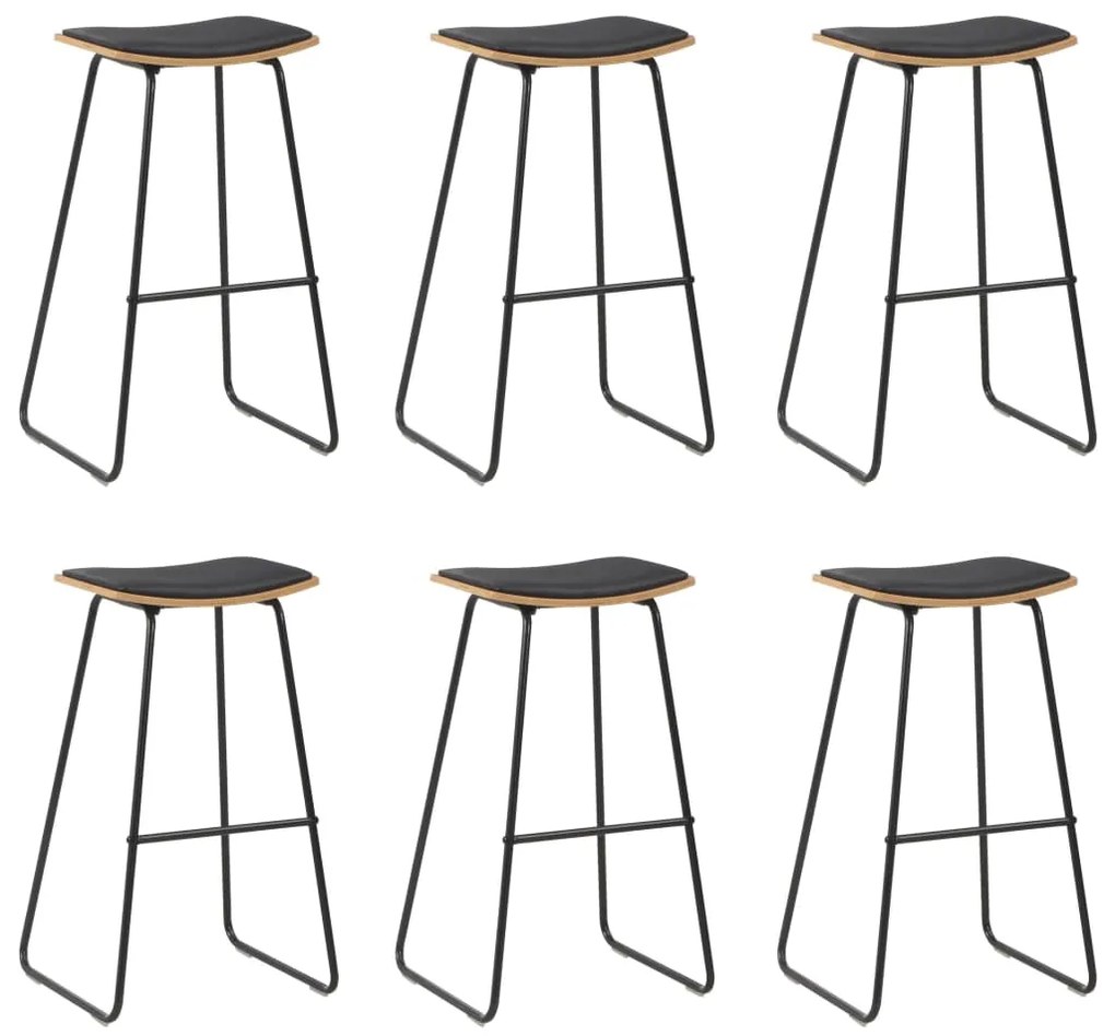 vidaXL Bancos de bar 6 pcs couro artificial preto