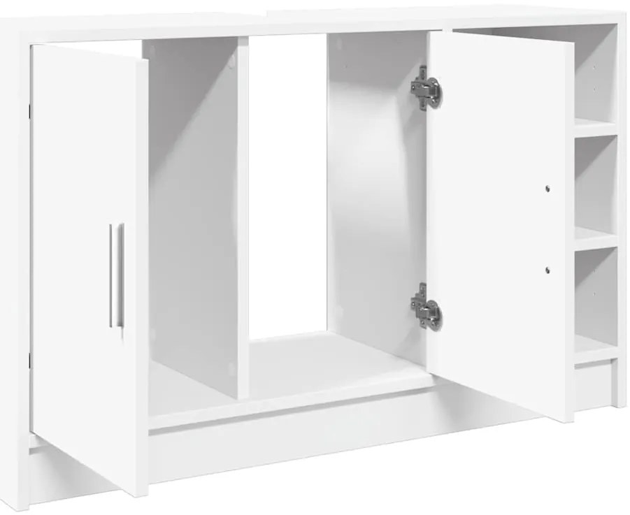 Armário de lavatório 90x29x55 cm derivados de madeira branco