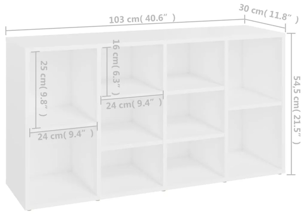 Sapateira Inga com Banco - Com 10 Prateleiras - Cor Branco - 103x30x54