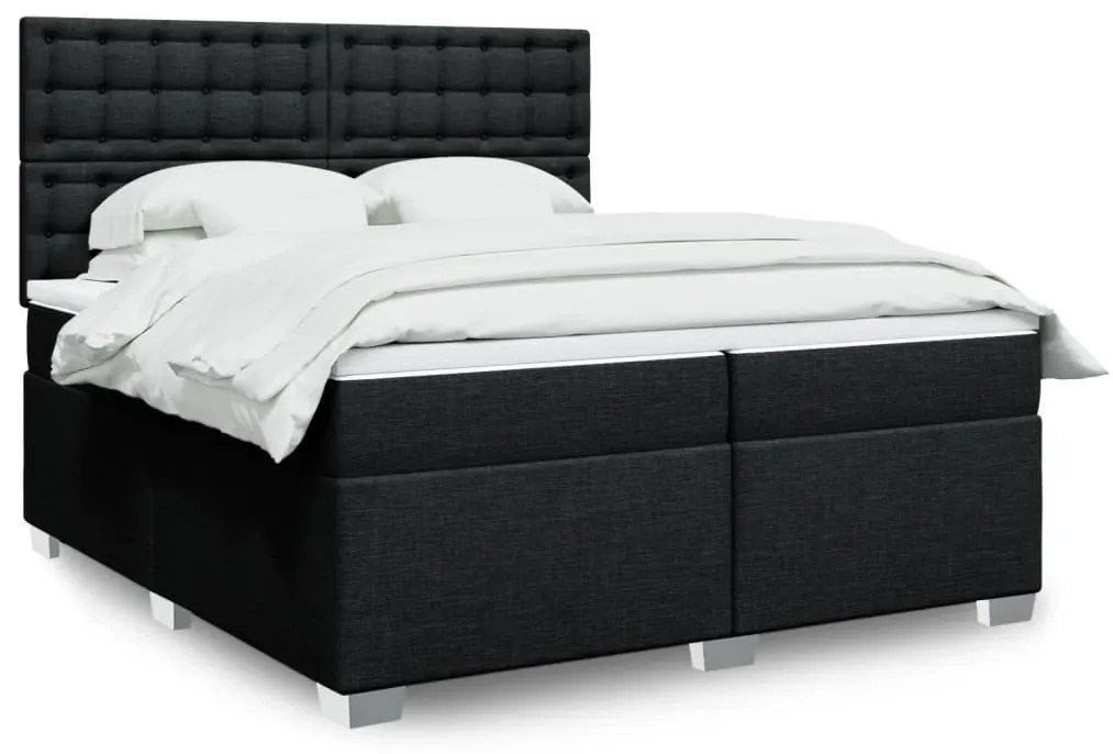vidaXL Cama com molas/colchão 200x200 cm tecido preto