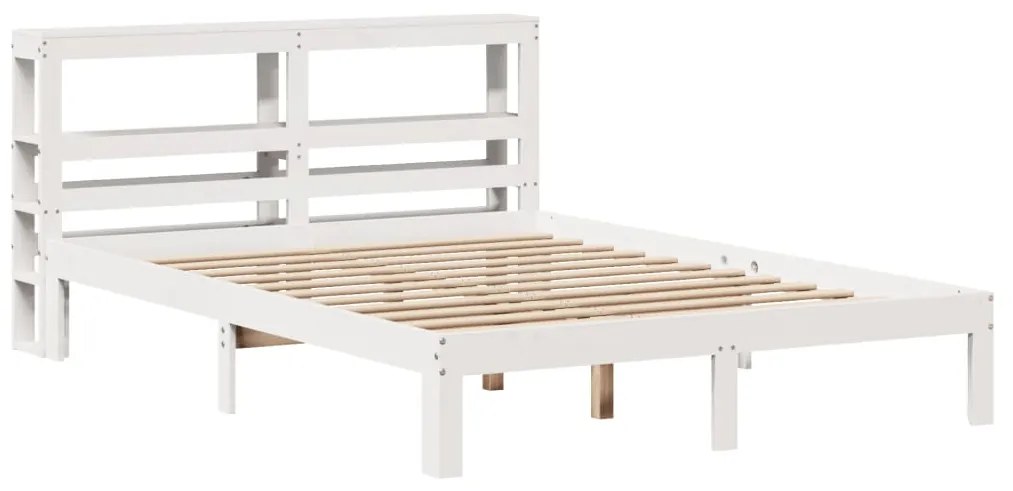 Estrutura de cama c/ cabeceira 150x200 cm pinho maciço branco