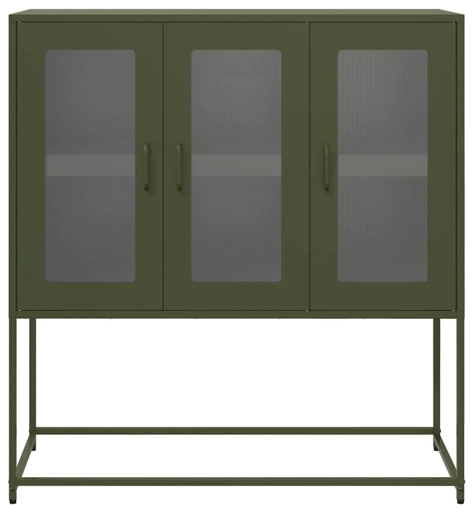 Aparador 100,5x39x107 cm aço laminado a frio verde-azeitona
