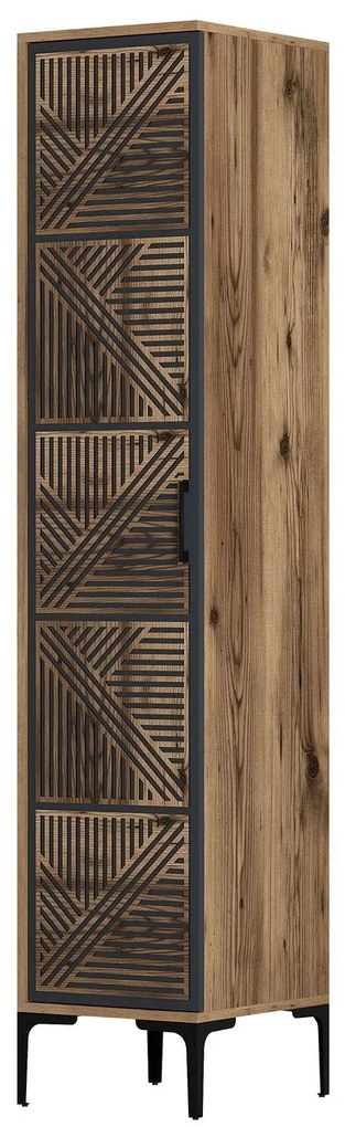 Roupeiro Kumsal P – Nogueira e Antracite – 40x47,5x201,4 cm
