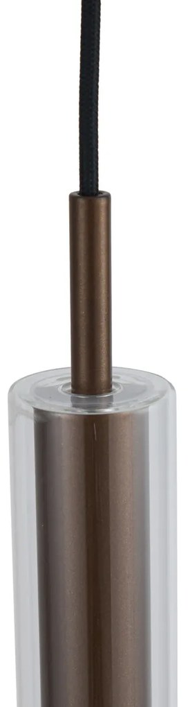 Foco moderno bronze escuro com vidro transparente para sistema de calha monofásico - Slimline Loyce Moderno