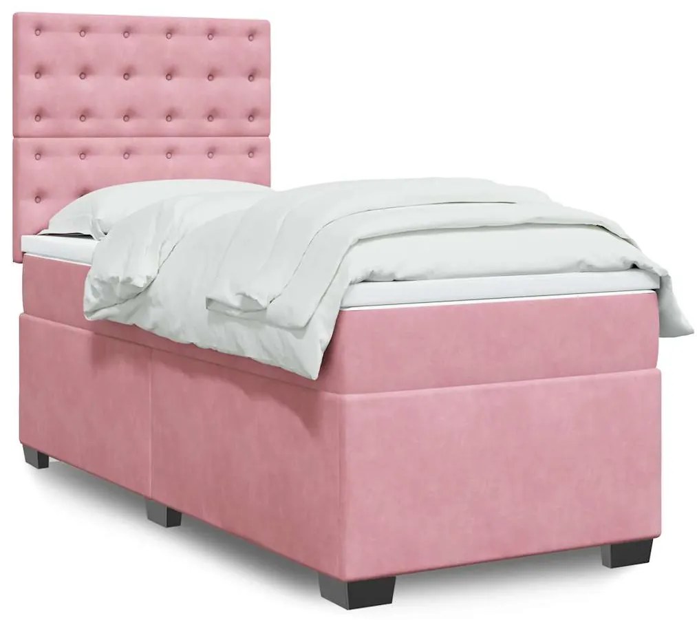 Cama com molas/colchão 80x200 cm veludo rosa