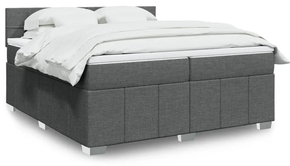 Cama com molas/colchão 200x200 cm tecido cinzento-escuro