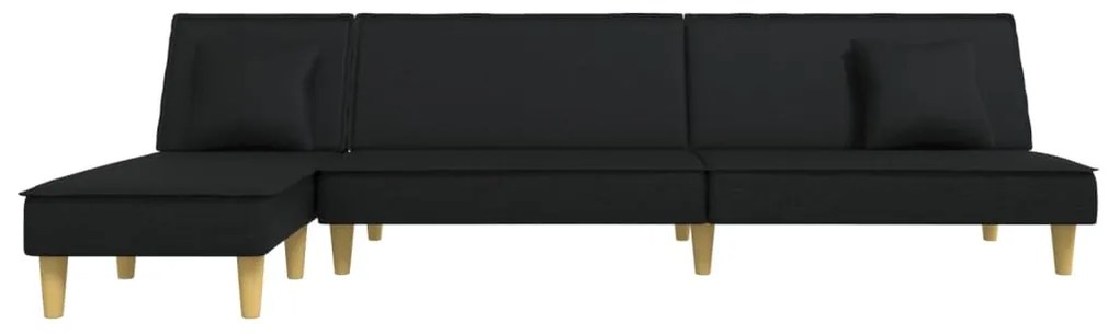 Sofá-cama em forma de L 279x140x70 cm tecido preto