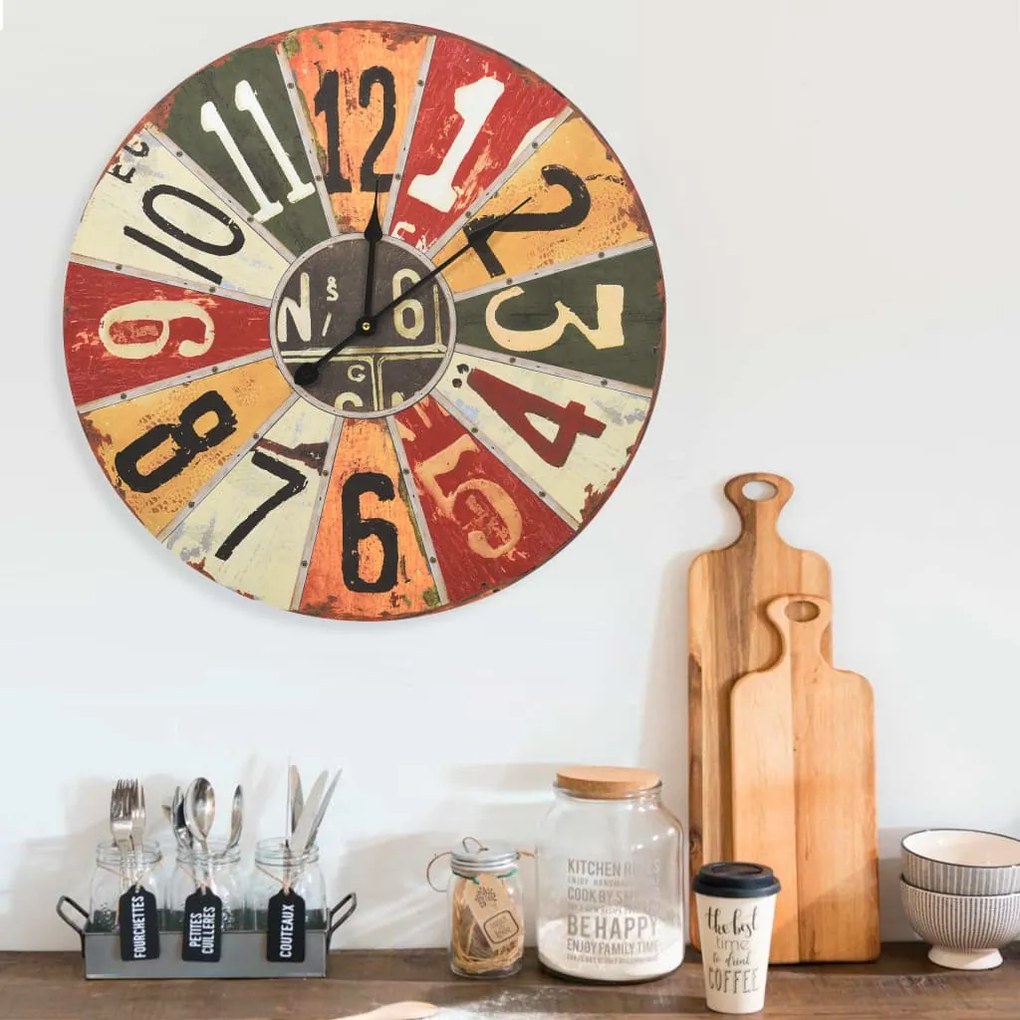 vidaXL Relógio de parede 60 cm MDF multicor