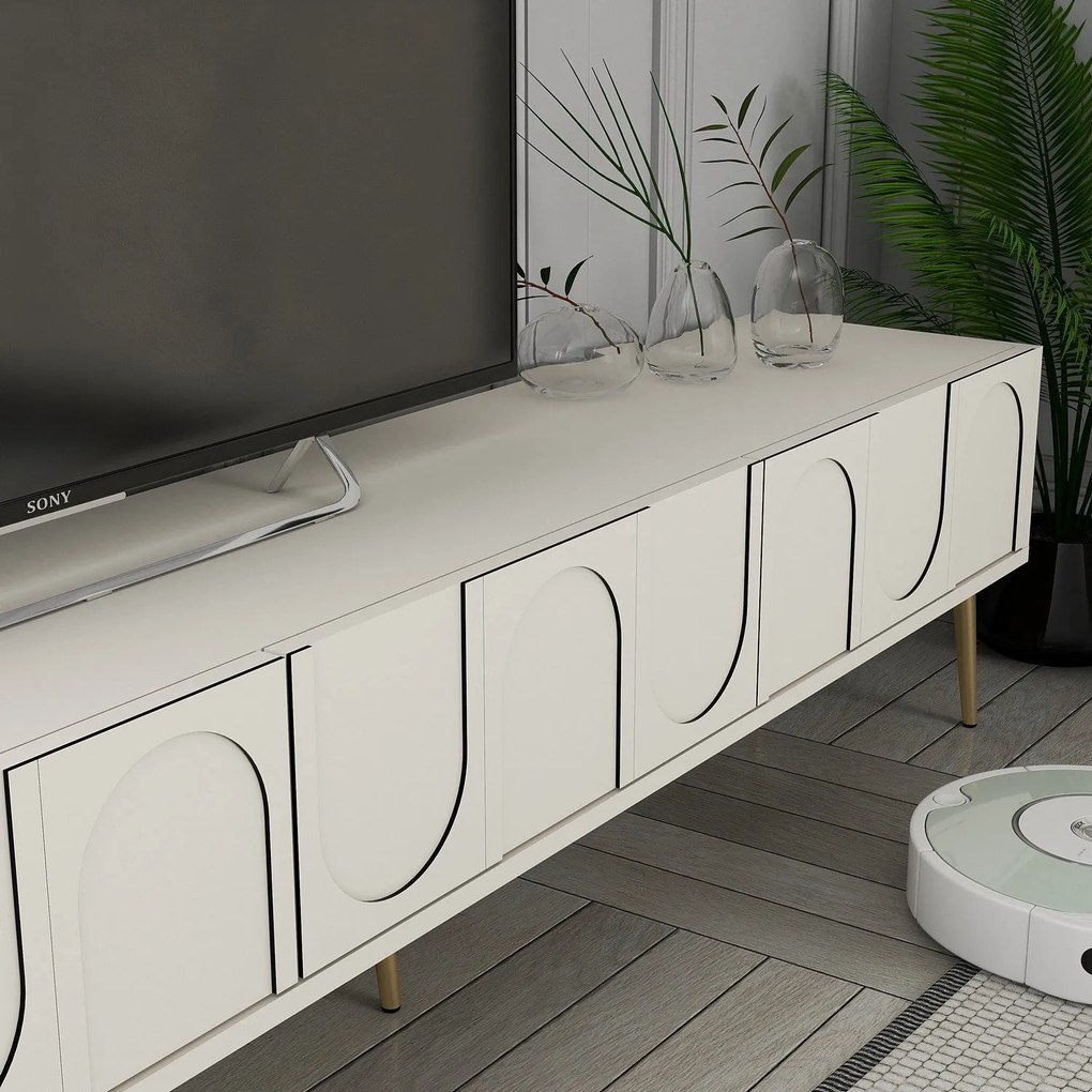 Unidade de TV Lyon – Creme e Dourado – 180 cm x 43 cm x 35 cm