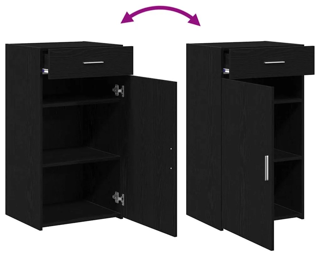 Buffet vidaXL Preto Carvalho 30x42,5x93 cm Madeira de engenharia