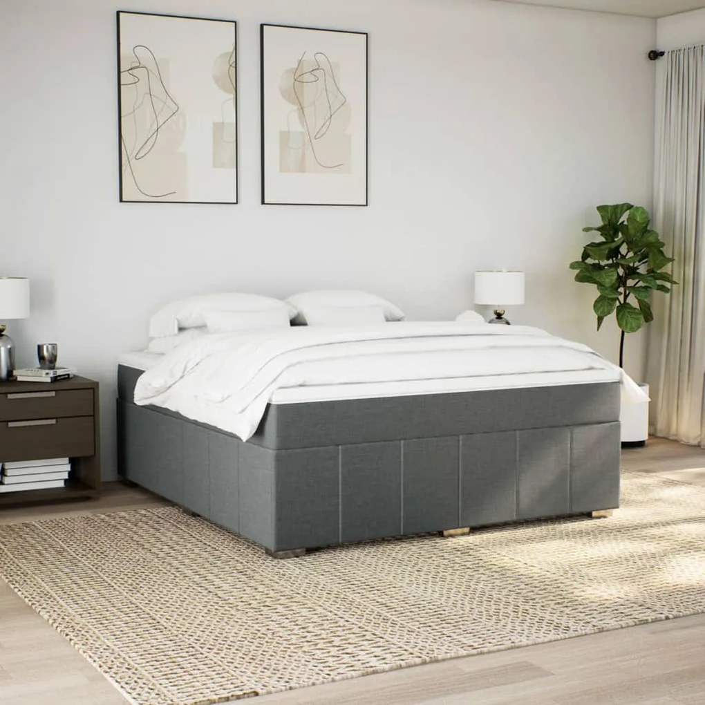 Cama com molas/colchão 180x200 cm tecido cinzento-escuro