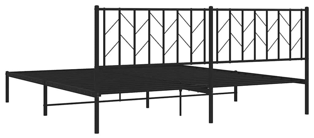 Estrutura de cama com cabeceira 193x203 cm metal preto