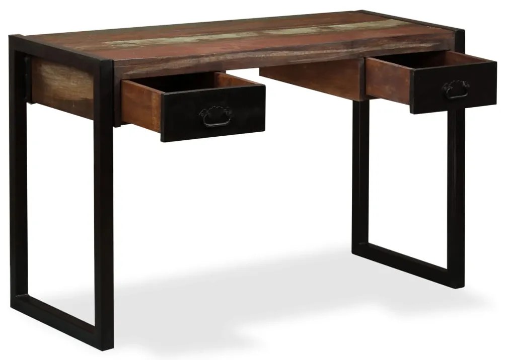 Mesa com 2 gavetas madeira recuperada maciça 120x50x76 cm