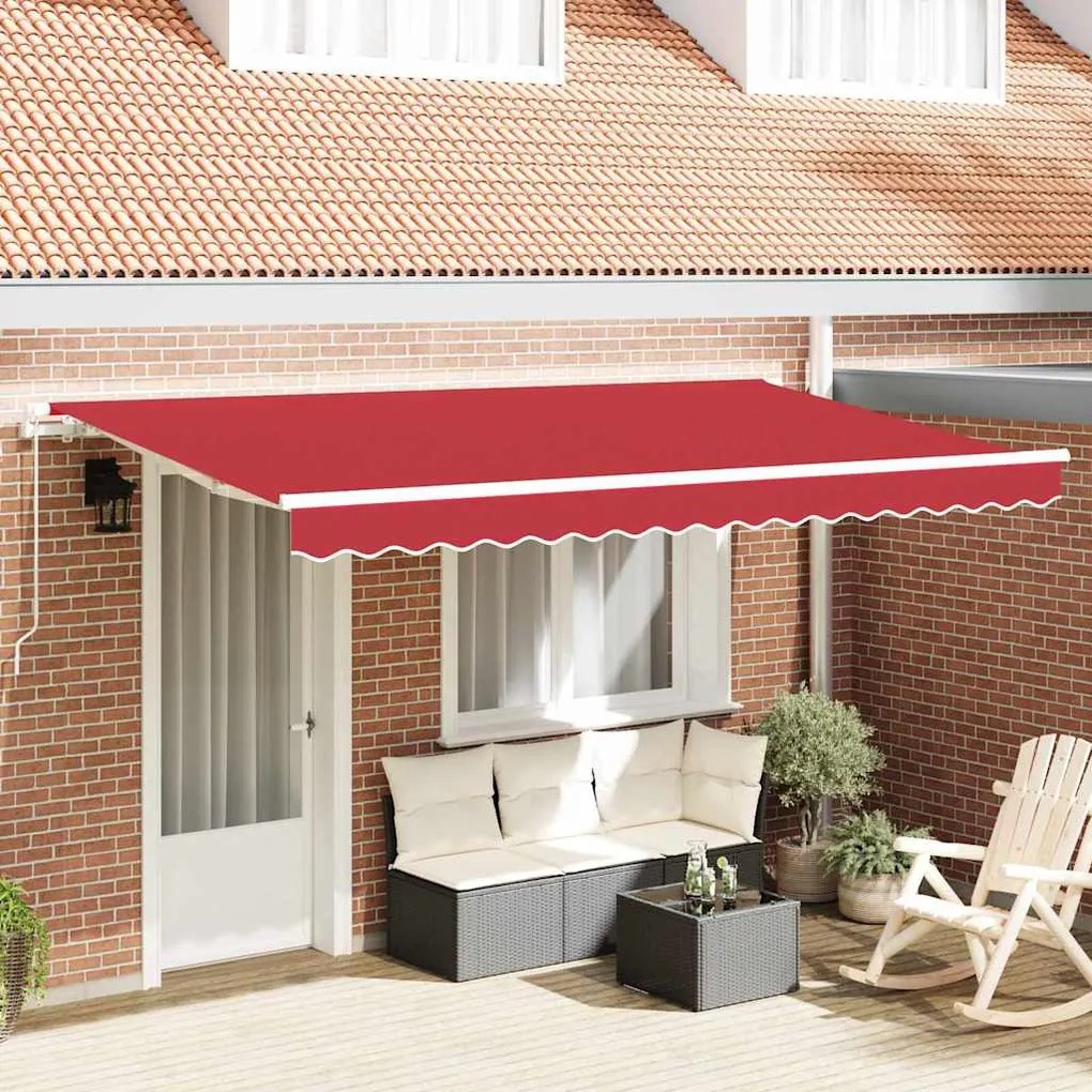 vidaXL Toldo Retrátil Vermelho 400 x 200 cm tecido