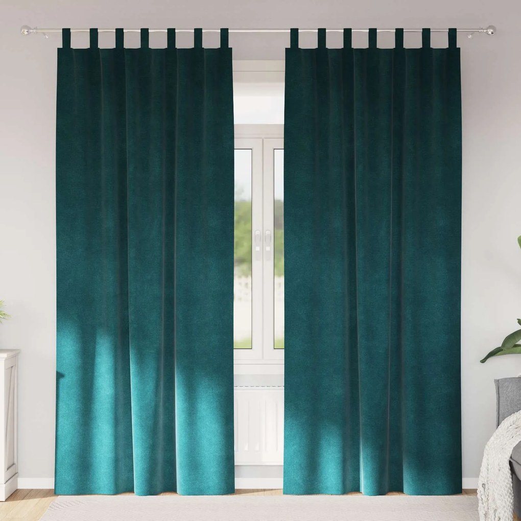 vidaXL Cortinas opacas 2 pcs Verde Escuro 140 x 245 cm Veludo
