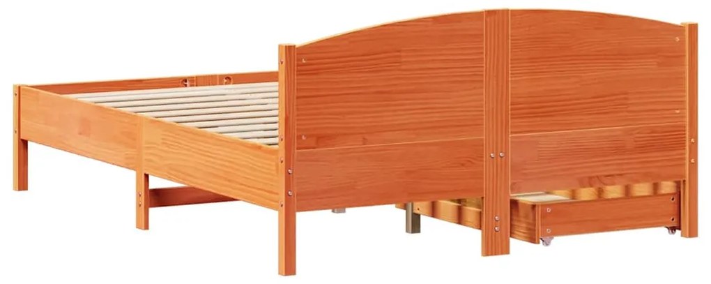Cama sem colchão 140x190 cm pinho maciço castanho-mel