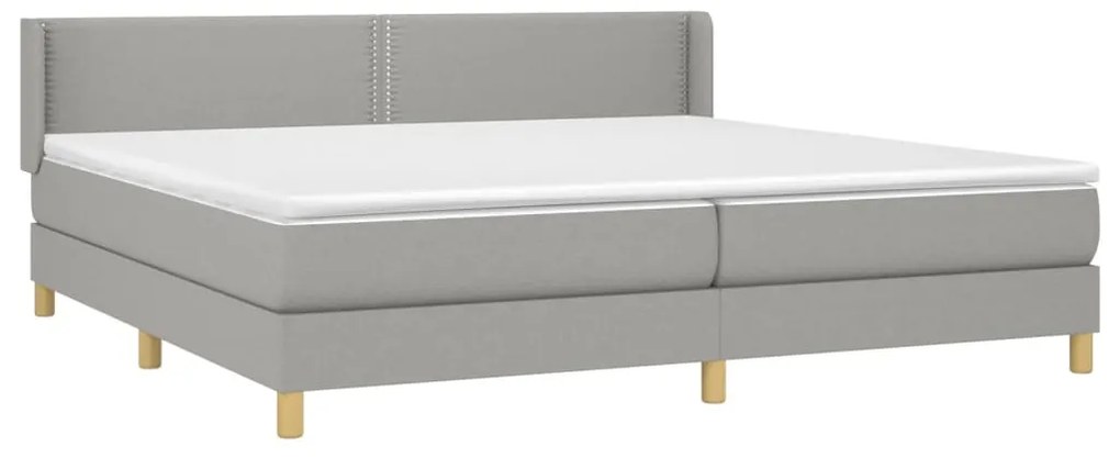 Cama com molas/colchão 200x200 cm tecido cinza-claro