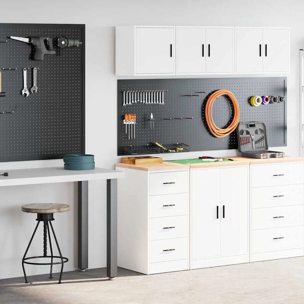Armários de garagem 2 pcs derivados de madeira branco