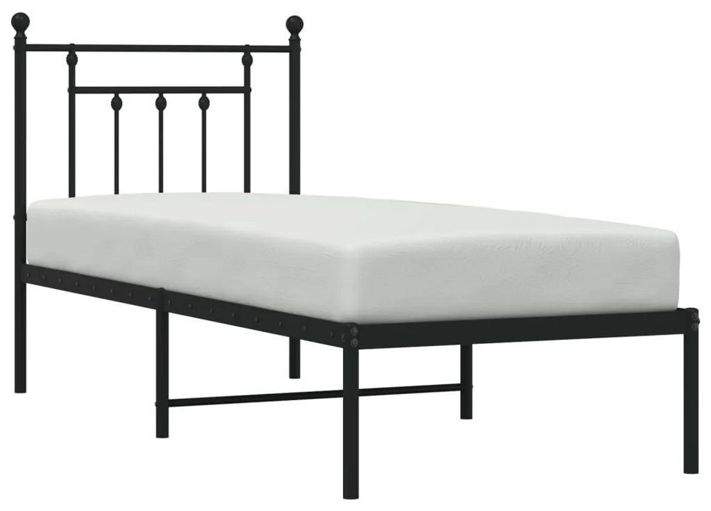Estrutura de cama metal s/ colchão c/ cabeceira 75x190 cm preto
