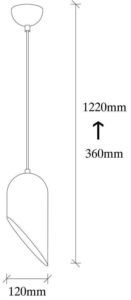 Chandelier Kesik – Preto e Dourado – Diâmetro 12 cm, Altura 121 cm