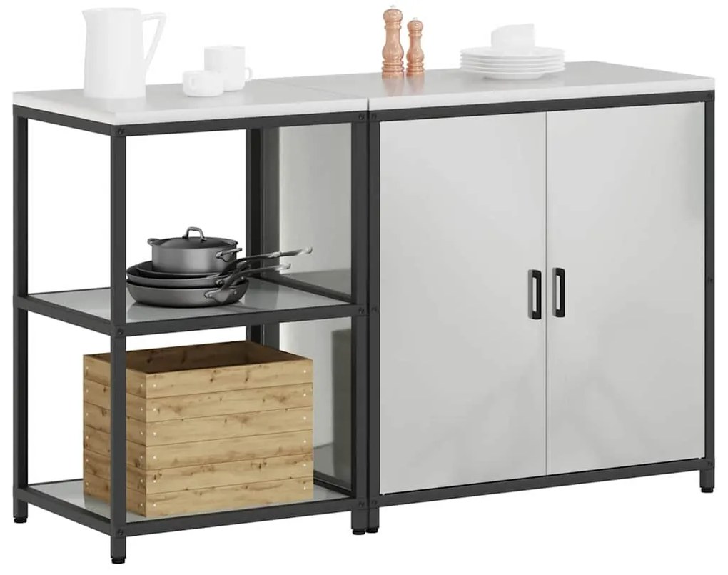 Conjunto de Armazenamento de Cozinha com prateleira 2 pcs Prata