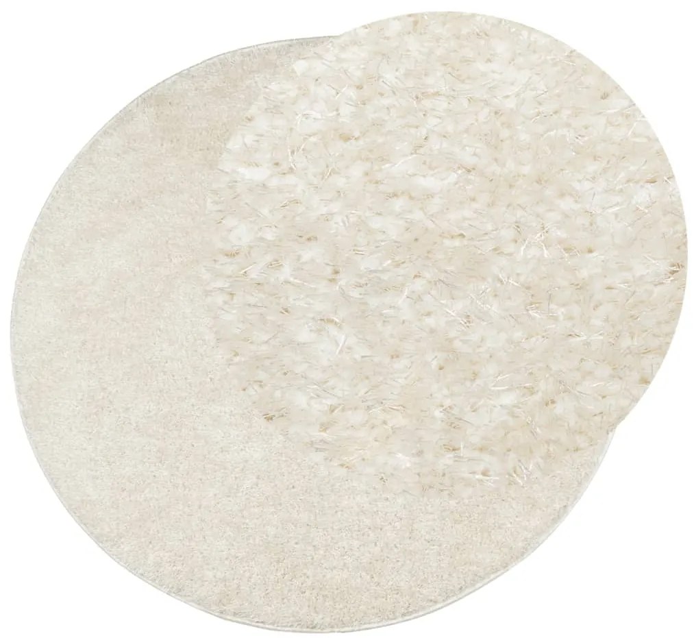 Tapete de pelo alto com aspeto brilhante ISTAN Ø 160 cm creme