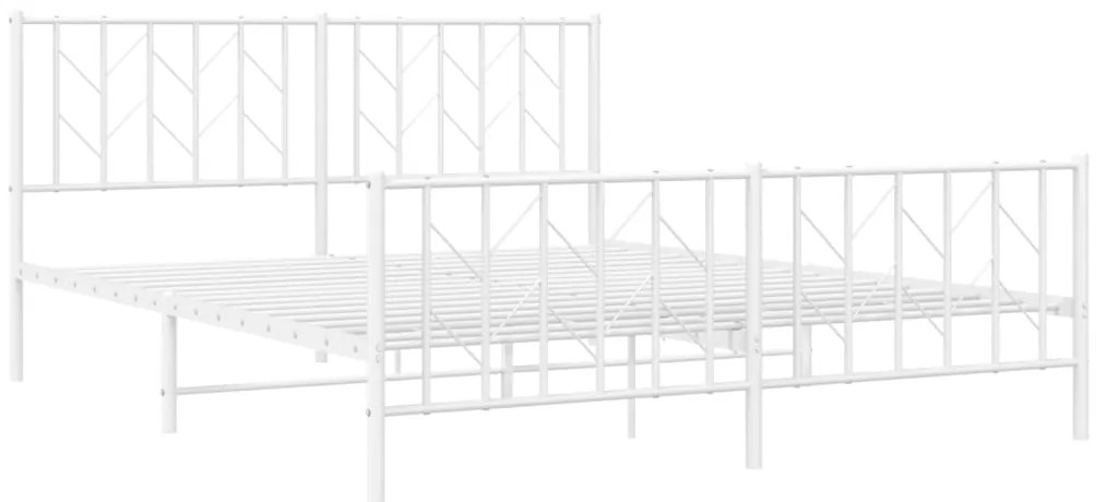 Estrutura de cama com cabeceira e pés 160x200 cm metal branco