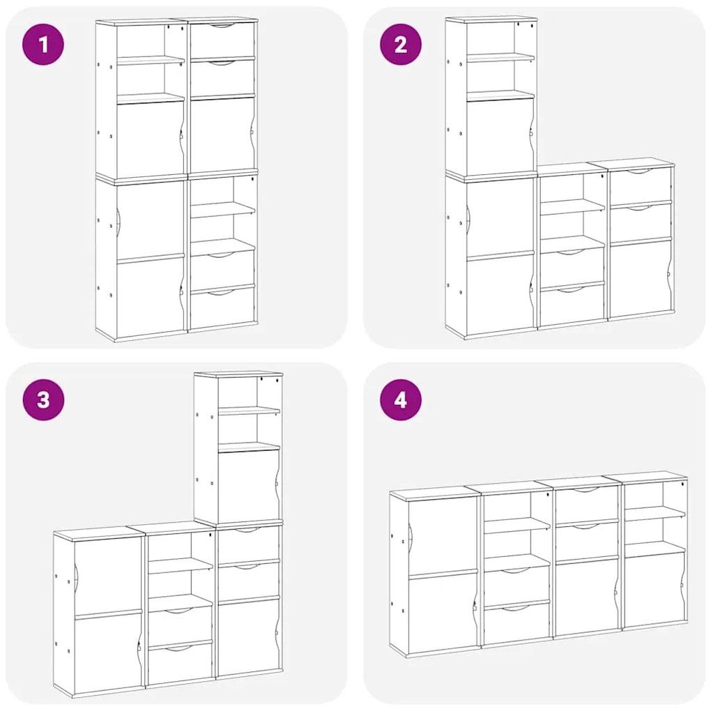 Móveis de apoio 4 pcs ODDA pinho de madeira maciça branco