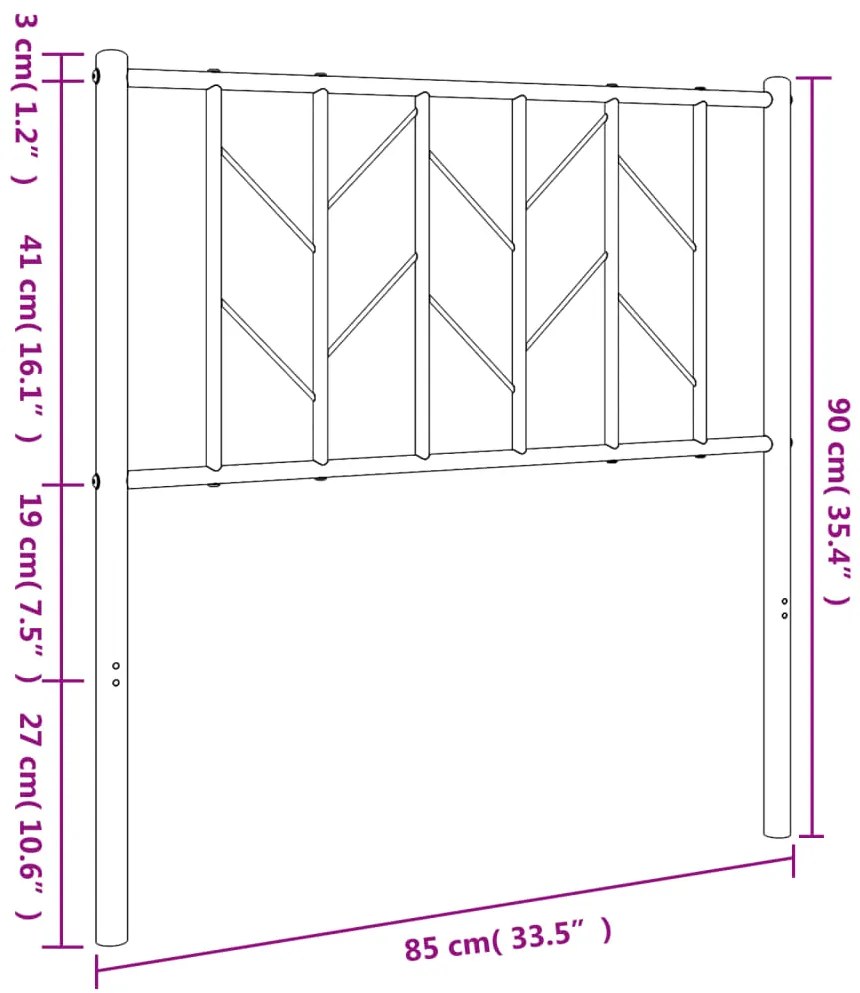 Cabeceira de cama 80 cm metal branco