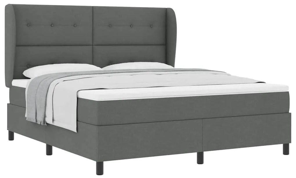 Cama Box com Colchão Cinza Escuro, 180x200 cm em Tecido