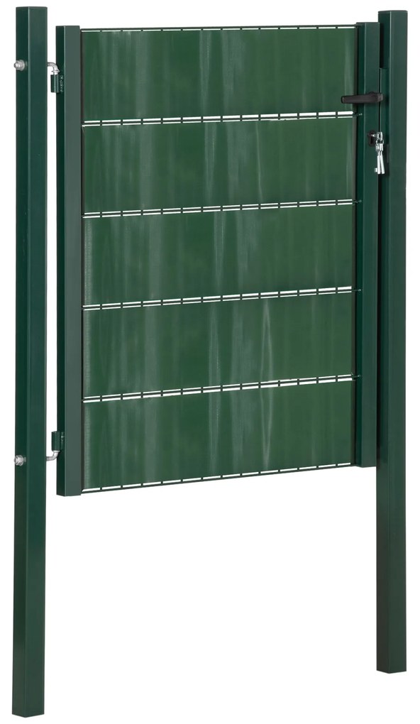 HOMCOM Porta de Vedação de Jardim Aço com Tecido Opaco Maçaneta de Fechadura 3 3 Chaves Porta de Vedação para Exterior Pátio Terraço 97x150cm Verde