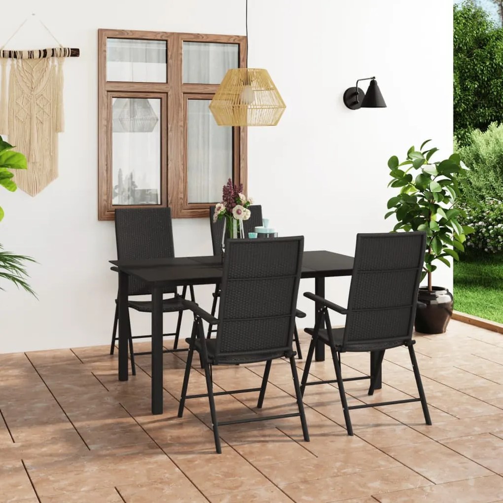 vidaXL 5 pcs conjunto de jantar para jardim preto
