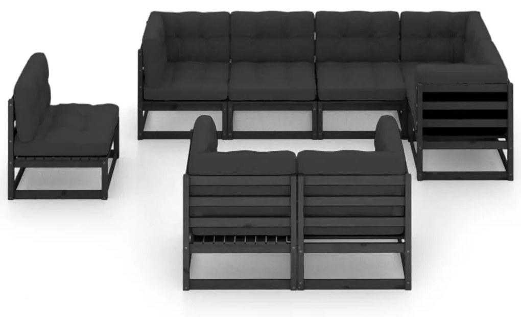 8 pcs conjunto lounge de jardim c/ almofadões pinho maciço