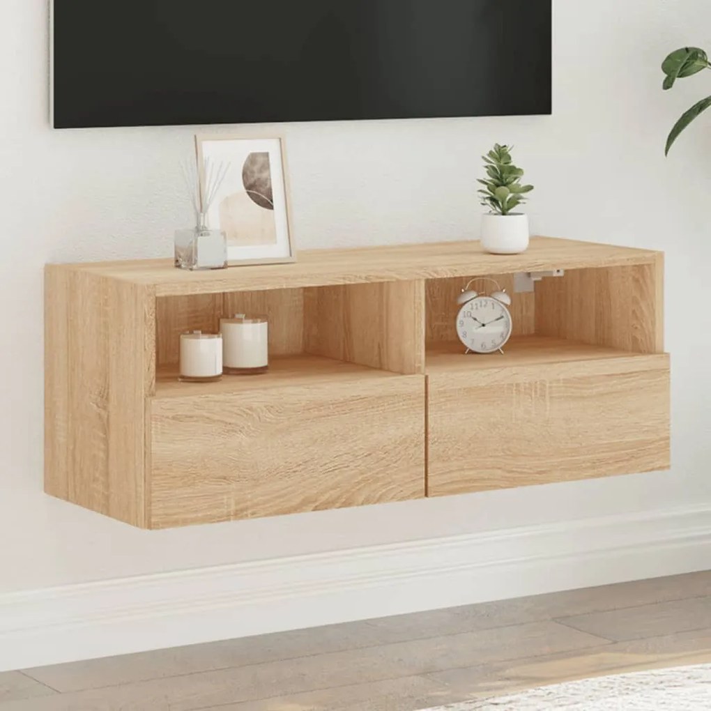 vidaXL Móvel parede p/ TV 80x30x30cm derivados madeira carvalho sonoma