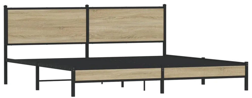 Estrutura de cama sem colchão 193x203cm metal carvalho sonoma