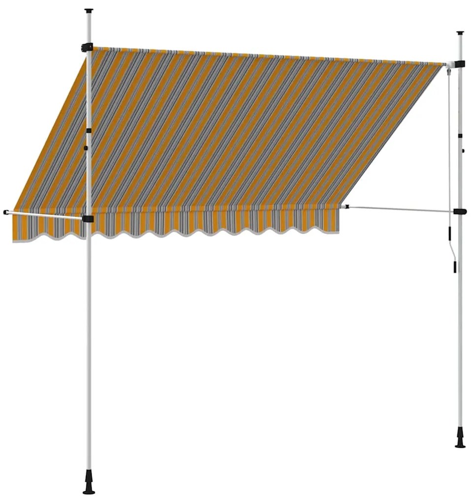 Toldo retrátil manual 300 cm riscas amarelas e azuis