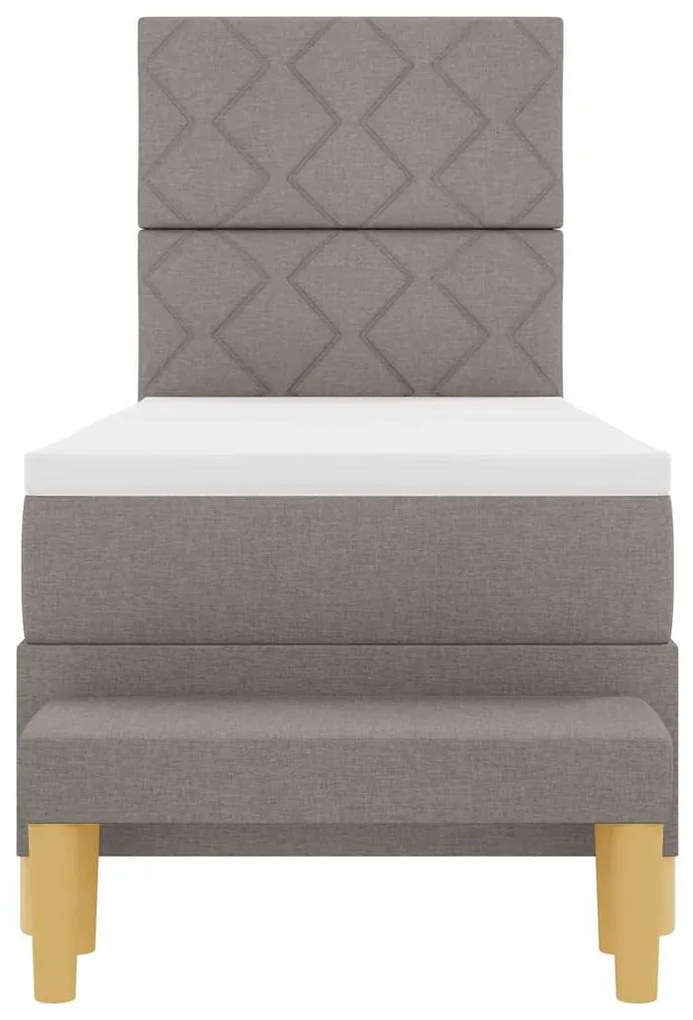 Cama Box Spring com Colchão &amp; Banco Taupe 80x200 cm Tecido