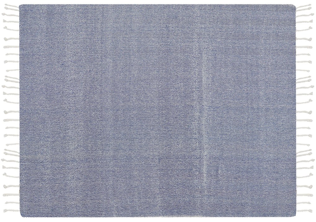 Manta decorativa em algodão azul 130 x 160 cm TILMI Beliani