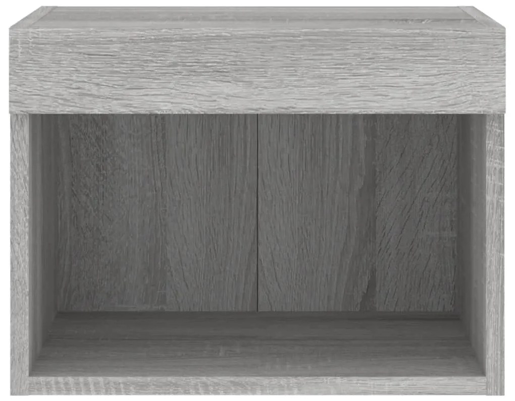 Mesa de cabeceira de parede com luzes LED cinzento sonoma