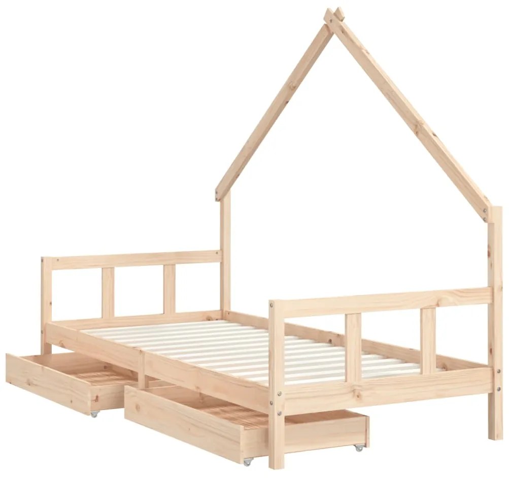 Estrutura de cama infantil c/ gavetas 90x190 cm pinho maciço